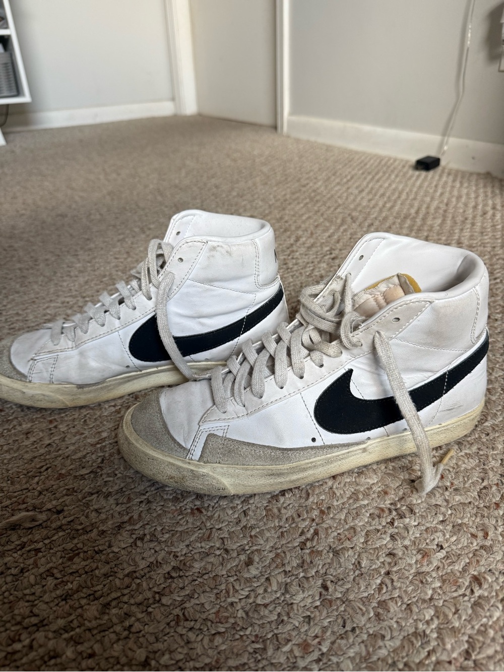Nike White and Black High-Top Sneakers